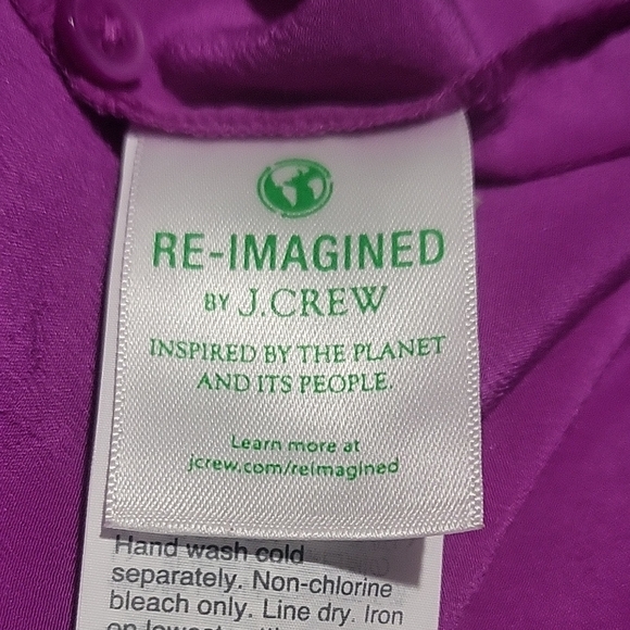 J.Crew Bright Purple Silk Ruffle Blouse Women's Large - Picture 10 of 12